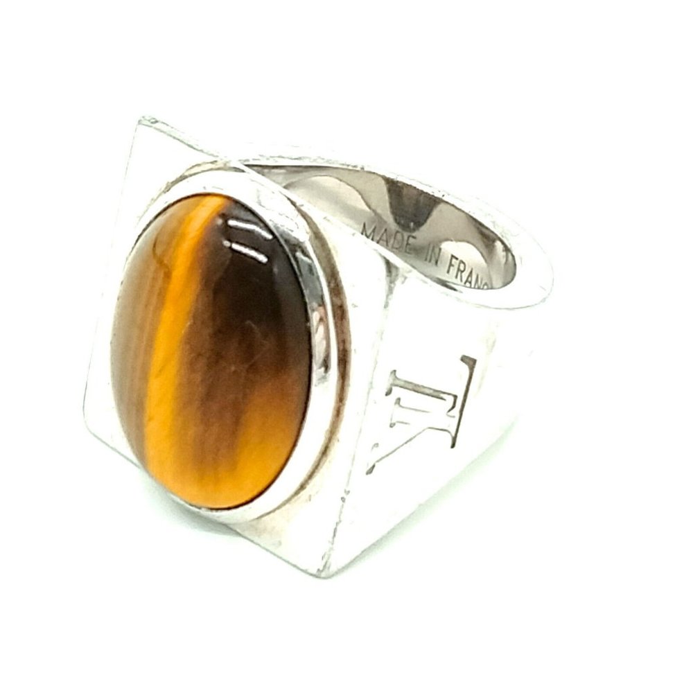 LOUIS VUITTON Chevalier Ring tiger eye 925 Silver - Picture 2 of 11